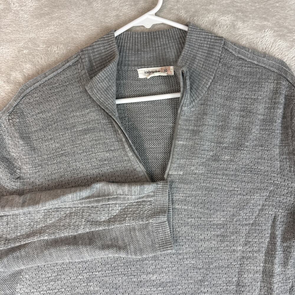 Icebreaker Merino Wool 1/4 zip Cardigan Sweater casual active Gray Men’s Large